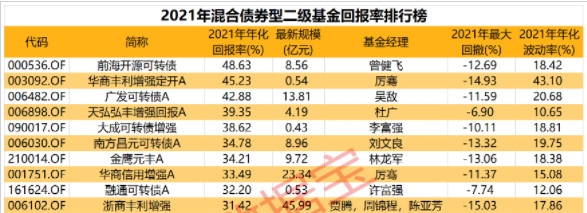 二级债基排名前十名 第一名收益率接近50%