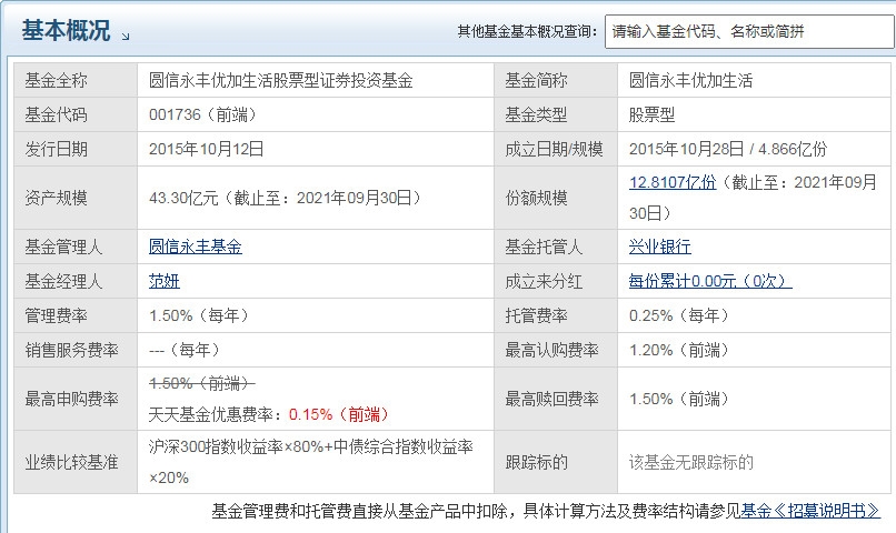 圆信永丰优加生活基金怎么样 业绩如何