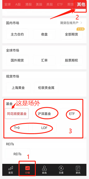 同花顺怎样找到场内基金？